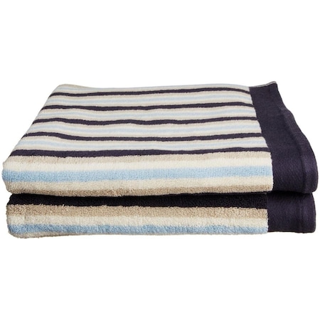Superior Collection Luxurious Stripes 100% Cotton 2-Piece Bath Towel Set-Blue ST BTOWEL BL